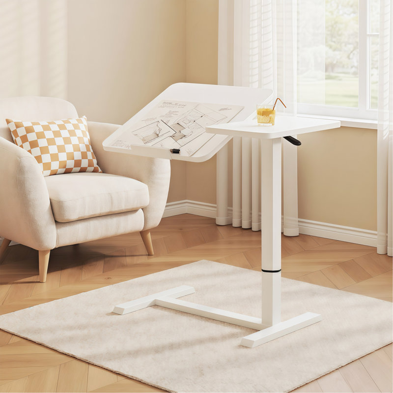 Bureau de chevet au-dessus du lit, support mobile pour ordinateur portable, table de lit inclinable avec roulettes, table de chevet à plateau réglable en hauteur pour canapé de lit pour ordinateur portable