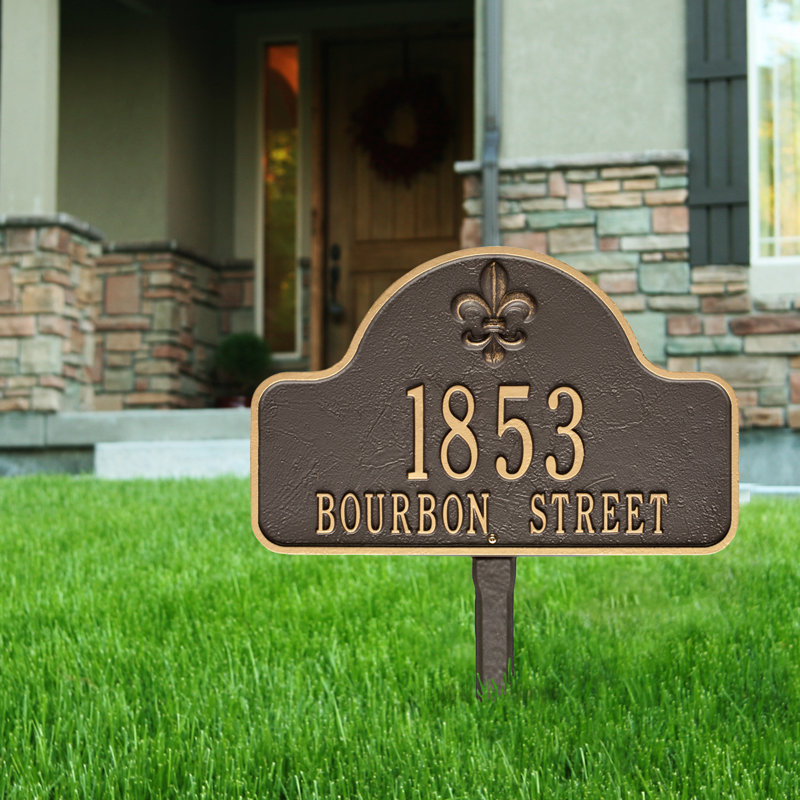 Lexy 3-Line Lawn Address Sign, Bronze / Gold, Yes