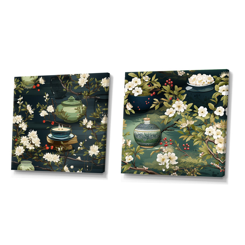 Wadebridge - Ensemble de 2 collages carrés abstraits, H 30 po x l 61 po, Toile tendue