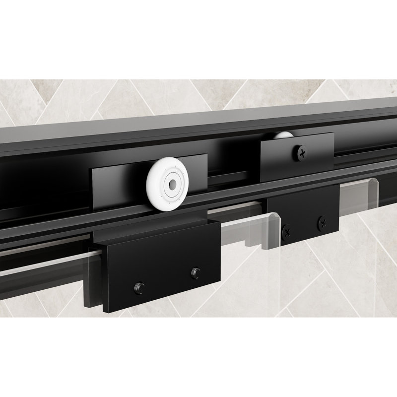 72" High 54" Wide Double Sliding Shower Door Featuring Clear Tempered Glass With Shatter Film, Matte Black Aluminum Frame, , Waterproof Design, Easy Installation For Modern Bathroom H W Door, 1/4"