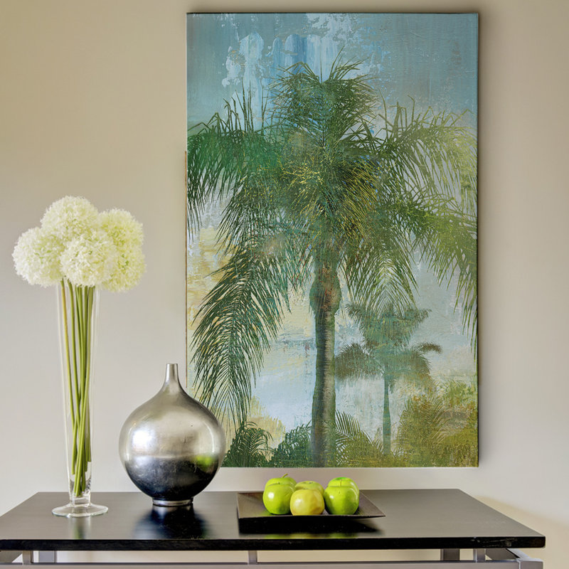 « contemporain palm », reproduction de peinture à l’huile sur toile tendue, H 36 po x l 48 po x P 1,5 po