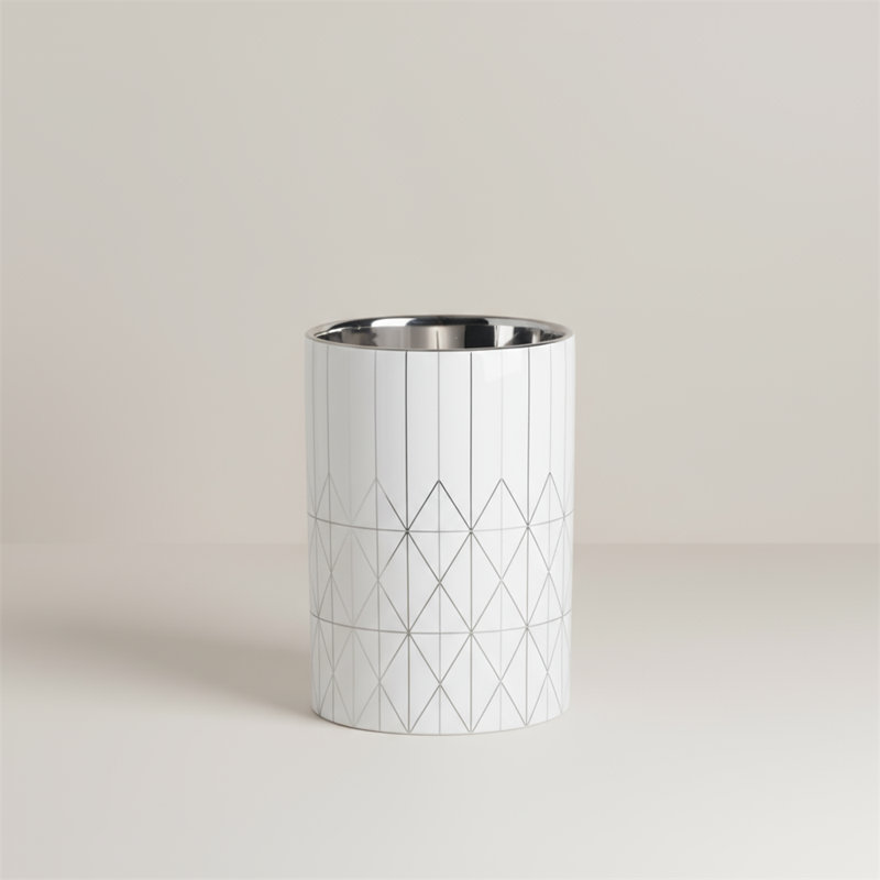 Pot de fleurs géométrique blanc en céramique de 6,3 po, plante cylindrique texturée moderne pour plantes d'intérieur