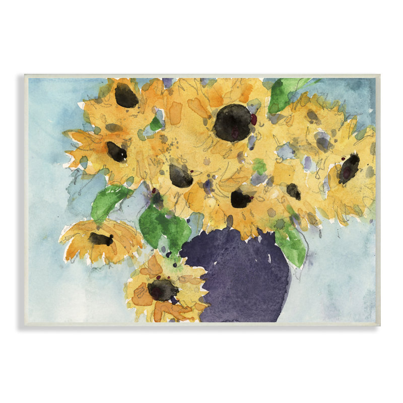 « tournesol jaune vert », reproduction d’art, Plaque en bois, H 10 po x l 15 po x P 0,5 po