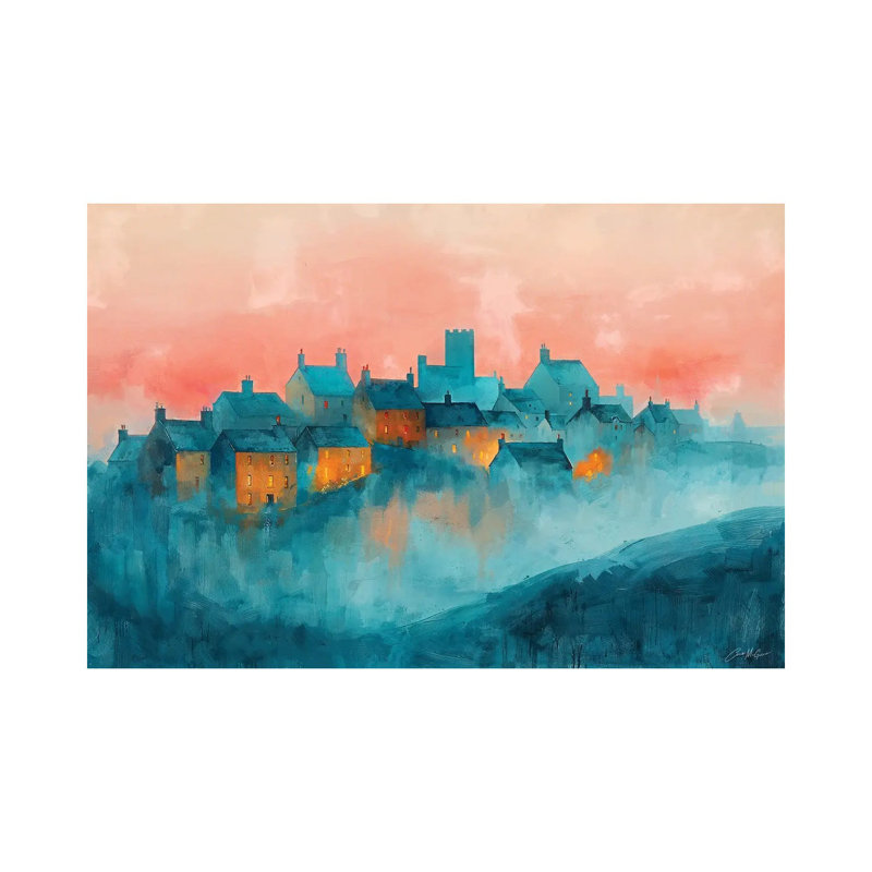 A Castle Town, Irlande. - Reproduction d'art mural encadrée, H 12 po x l 18 po, Toile tendue, Ne s’applique pas