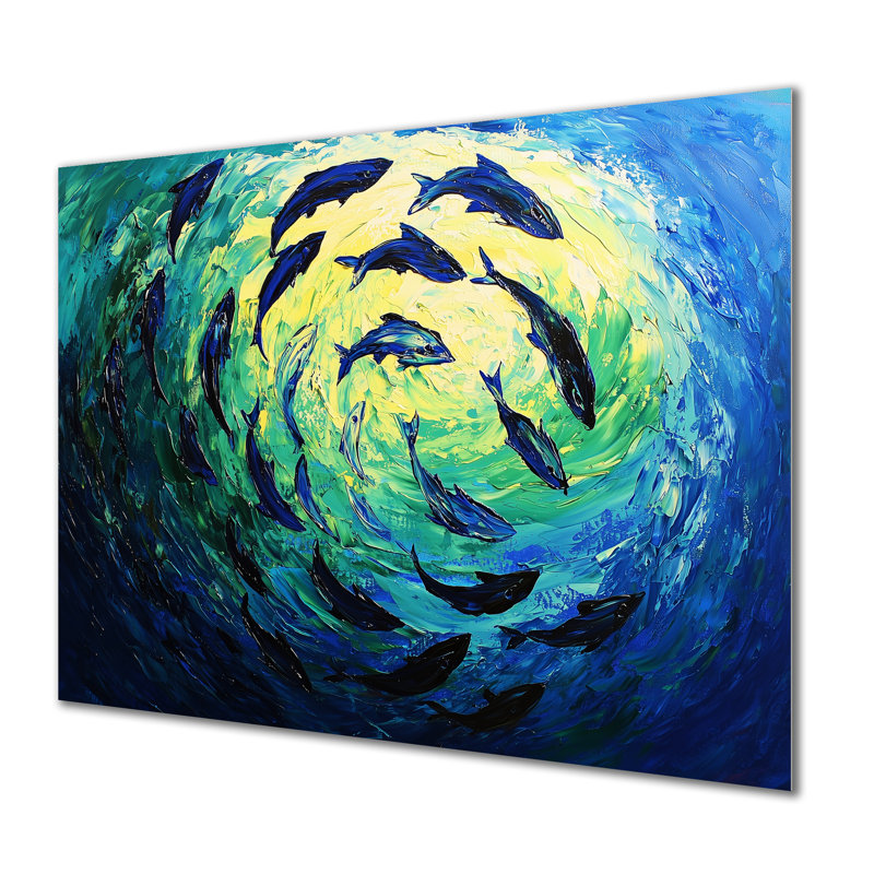 Tuna Fish Swimming - Shark Metal Wall Art, Modern Metal Print, 34" H x 44" W
