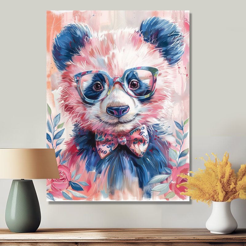 Curieux rose panda noir, portrait II, H 24 po x l 32 po, Sans cadre