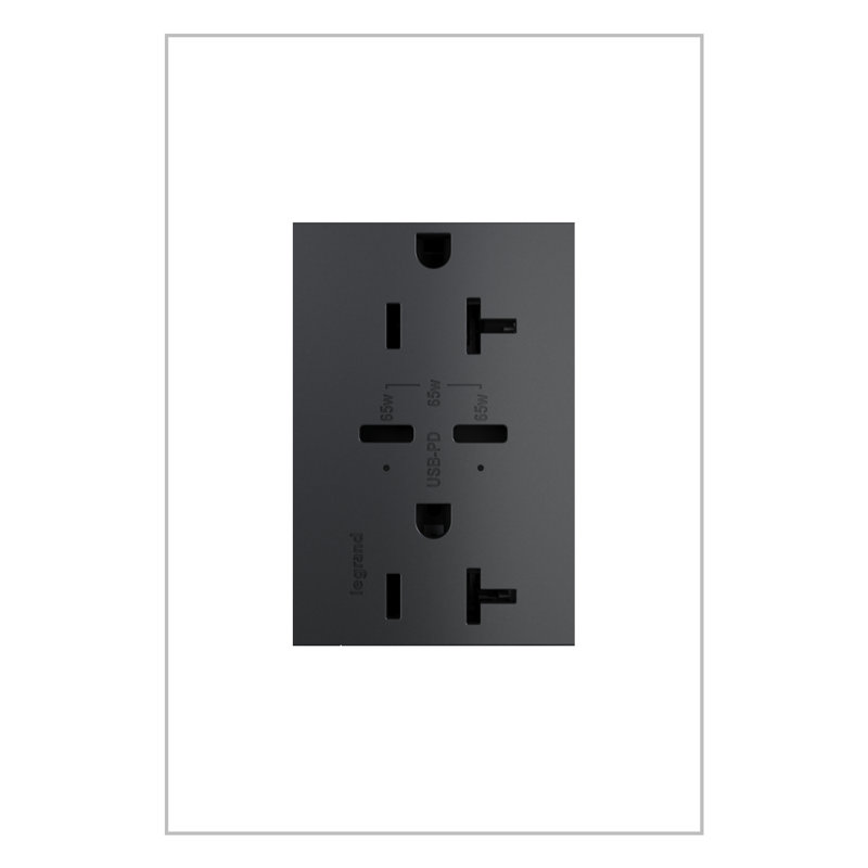 Prise de courant USB Type-C / C inviolable ultra-rapide de 65 W adorne® 20A, graphite, Graphite