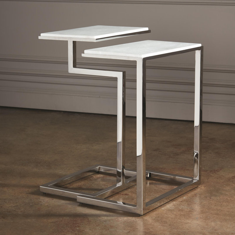 2 Piece C-Nesting Table Set-Brass, Nickel