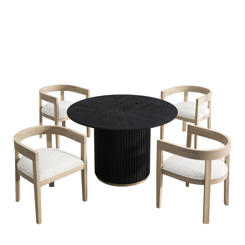 Astoria 5-Piece Round Pedestal Dining Set, Almond