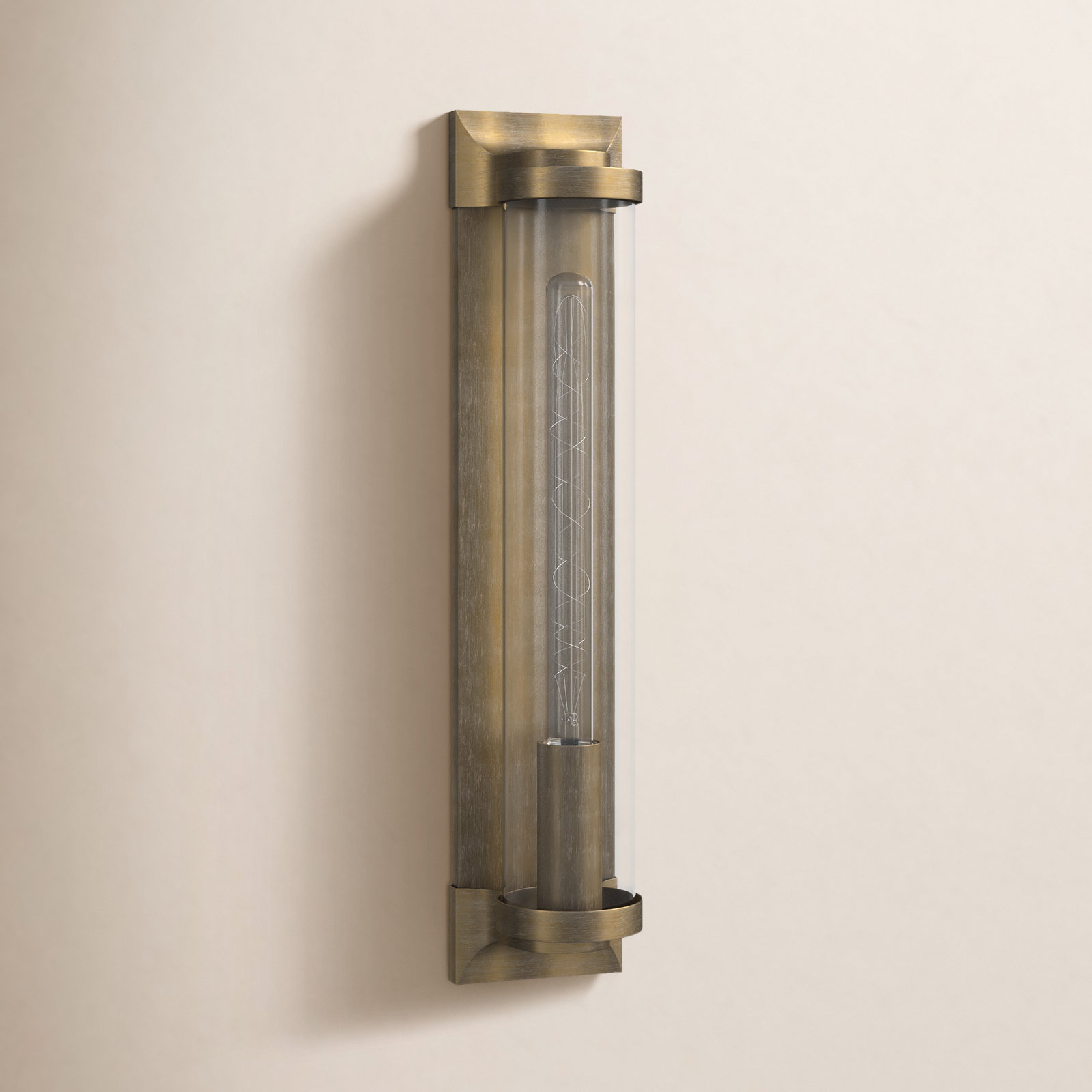 Jill Single Light Cylinder Outdoor Aluminum Wall Light, Burnished Bronze, 22" H x 4.5" W x 4.5" D