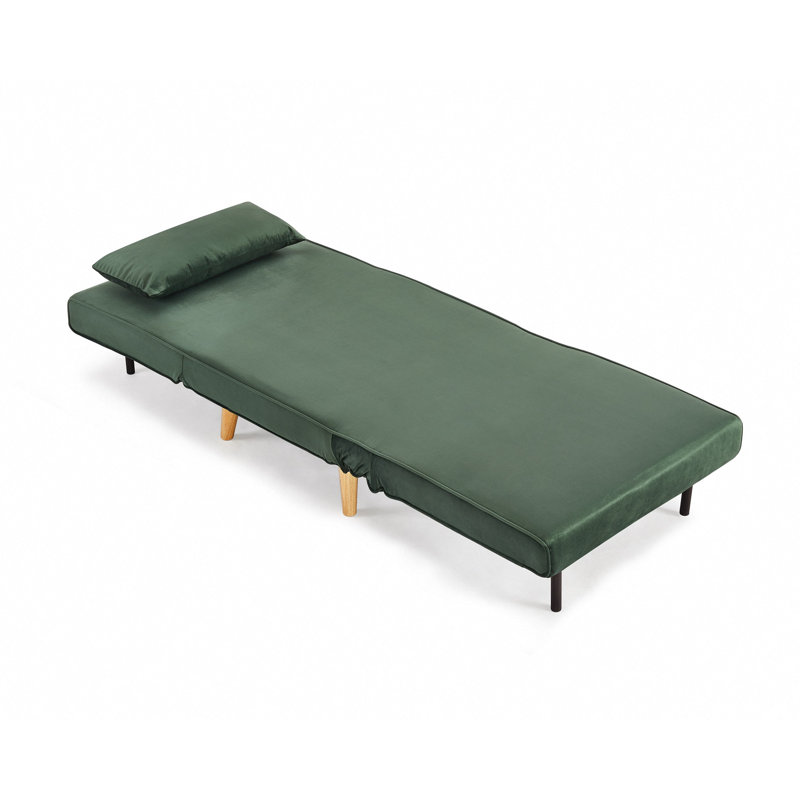 Griswalda 1 Seater Velvet Reclining Futon, Green Velvet