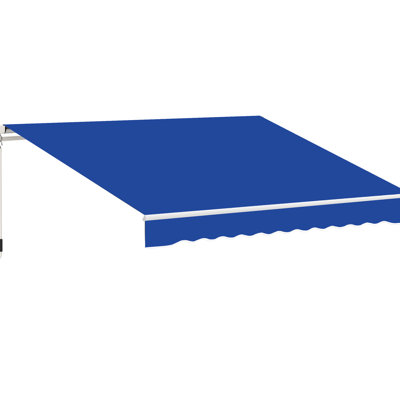 Auvent rétractable manuel bleu pour terrasse 8 pi x 7 pi - Pare-soleil de fenêtre réglable pour la résistance à la chaleur et l'intimité