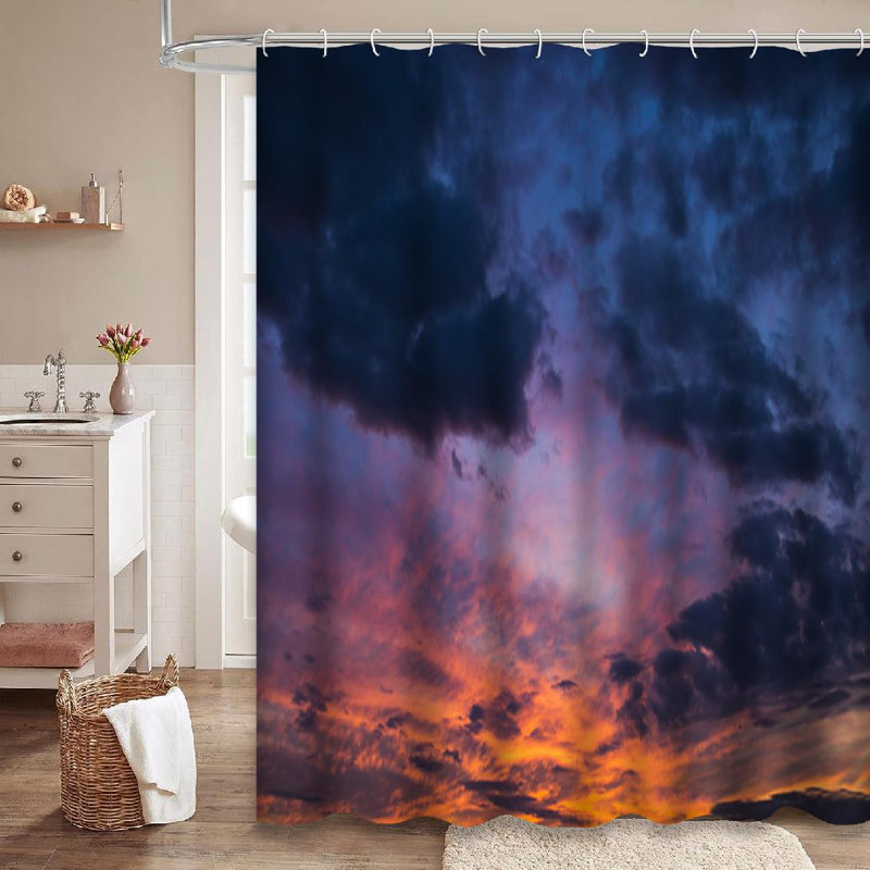 Rideau de douche coloré avec ciel rouge foncé, L 72 po x l 84 po