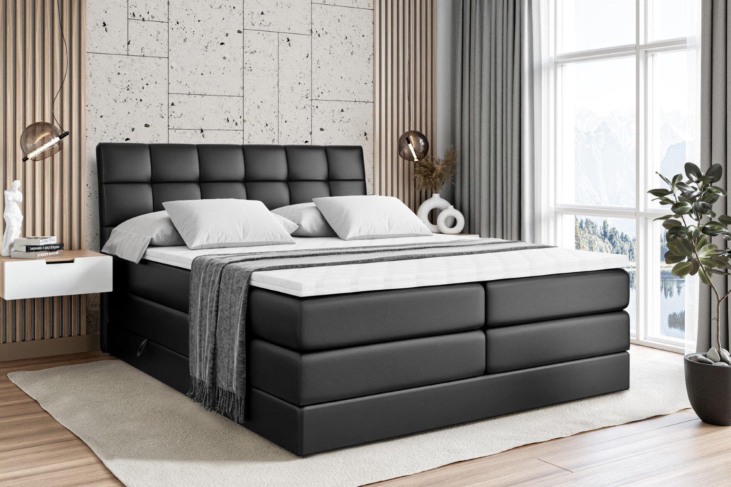Brayden Studio Box spring bed with bed box and topper | Wayfair.co.uk