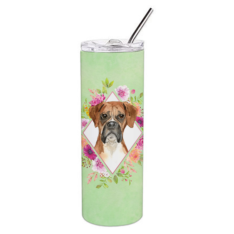 20oz. Stainless Steel Double Wall Glass, Boxer, Green