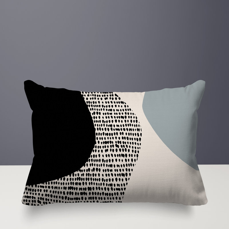 Coussin lombaire réversible intérieur / extérieur Vikka, H 14 po x l 20 po, Gris / noir / blanc cassé
