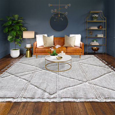 Tapis beige marocain de haute qualité noué à la main