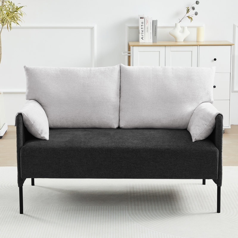 Causeuse rembourrée de couleur contemporaine l 52 po , Noir