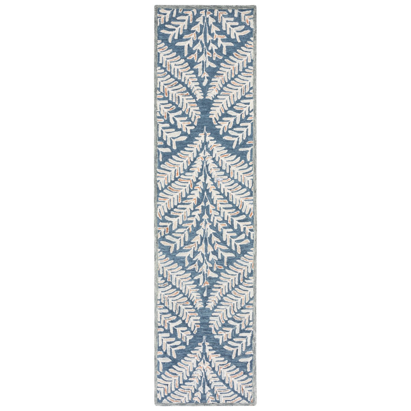 Tapis gris / ivoire en laine touffeté à la main Chaithra, Tapis de couloir 2 pi 3 po x 9 pi