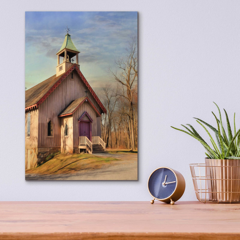 «Eckley St. James Church» par Lori Deiter, art mural en verre acrylique, H 16 po x l 12 po x P 0,13 po