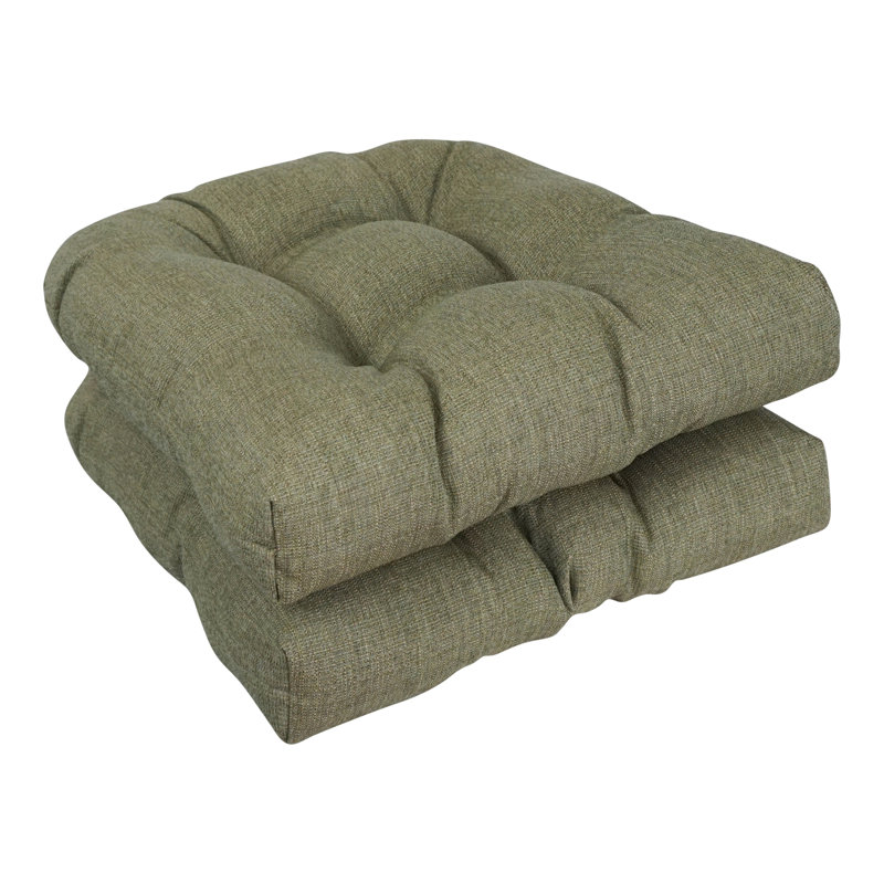 19-Inch Rounded Back Woven Olefin Outdoor Chair Cushions  (Set Of 2), Sage Green