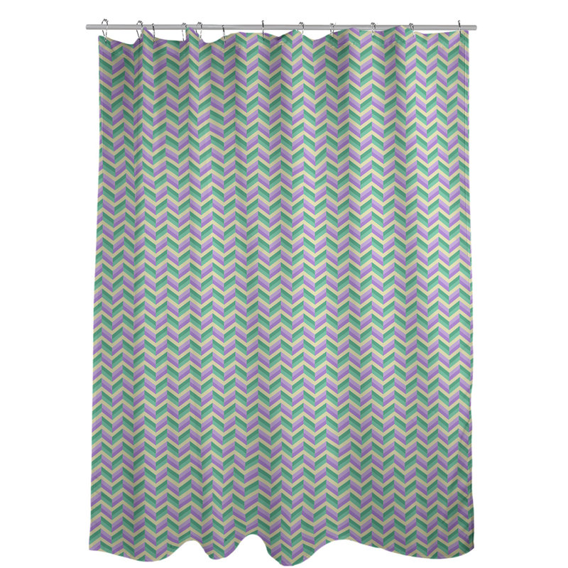 Rideau de douche simple à chevrons, Mauve / Vert