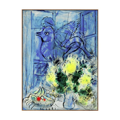 "Flying Angel" encadré par Marc Chagall, impression sur toile encadrée pour décorations de bureau à domicile (cadre en bois de couleur mince, 12 po x 16 po)
