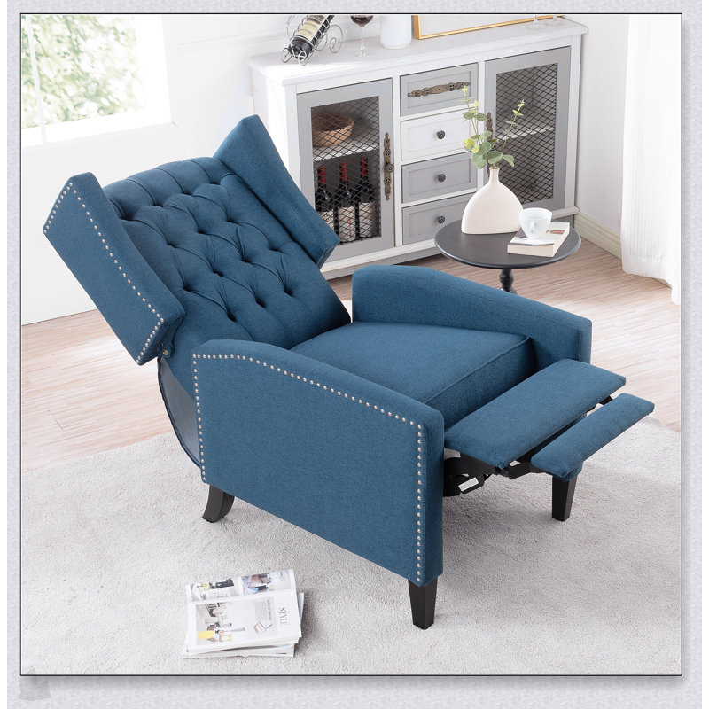 Wide Manual Wing Chair Recliner With High-Density Sponge And Durable Fabric, Perfect For Comfort And Style
