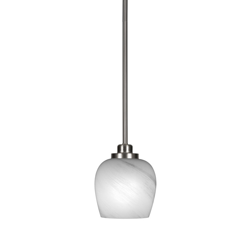 Mini-luminaire suspendu 1 lumière Odyssey, Nickel brossé, Blanc