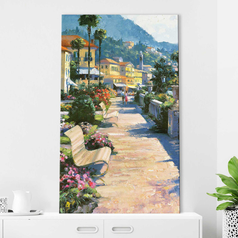 «Bellagio Promenade I» par Howard Behrens - Peinture, H 48 po x l 28 po x P 1,5 po, Toile tendue
