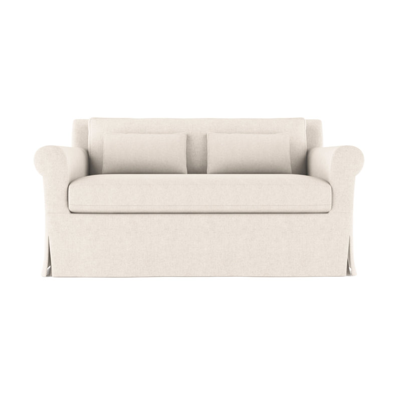 Causeuse à accoudoirs arrondis Ludlow, Velours moelleux albâtre, H 34 po x l 60 po x P 42 po, Patiné