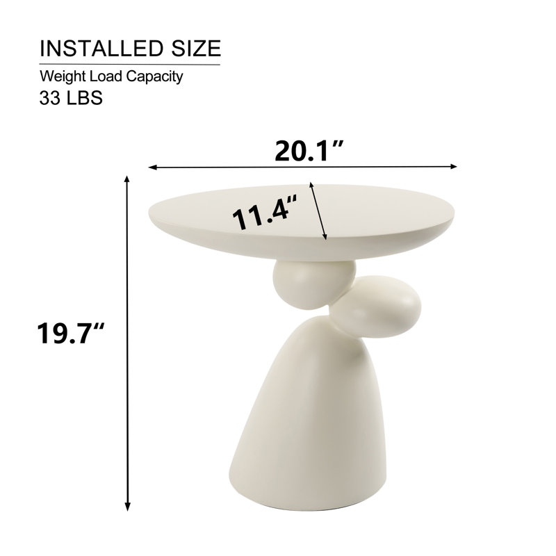 Hockett Lucky Fiberglass Side Table, Cream White