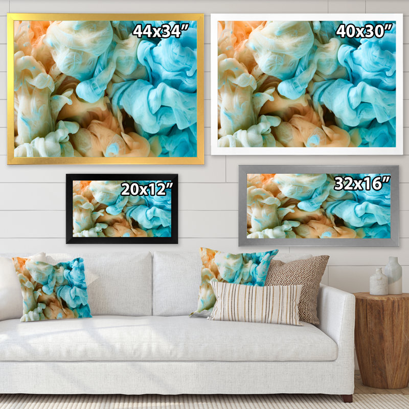 Encre bleue et verte, art mural moderne, Cadre photo noir, H 8 po x l 12 po x P 1,5 po