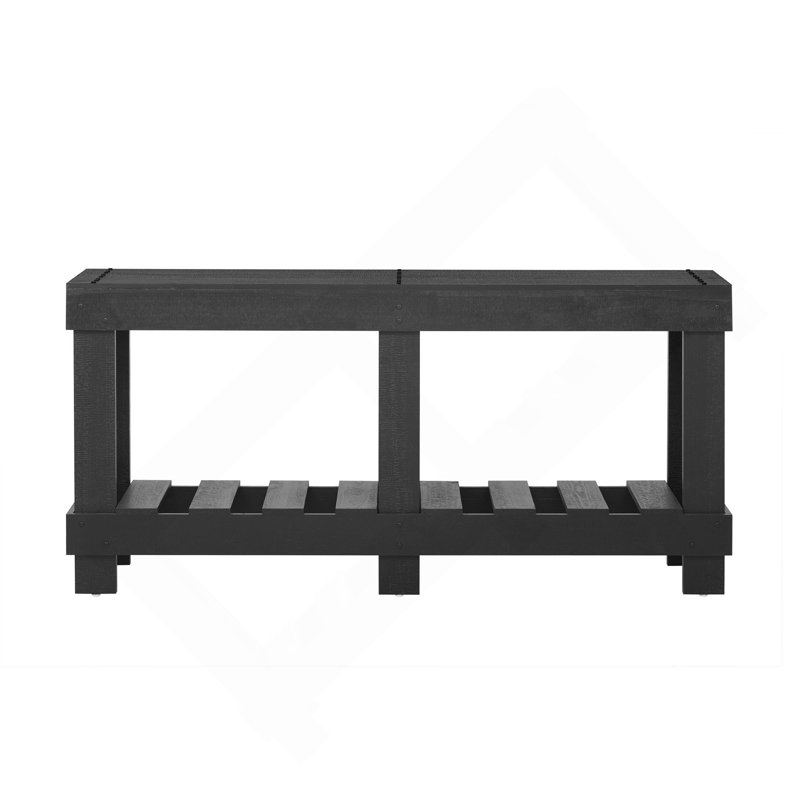 62.9" Vintage Entryway Table - Fir Solid Wood With Natural Grain, 6 Reinforced Legs & 4.5" Thick Desktop, Metal Rivet Decor & Plank Under-Shelf, Console Table For Hallway, Living Room