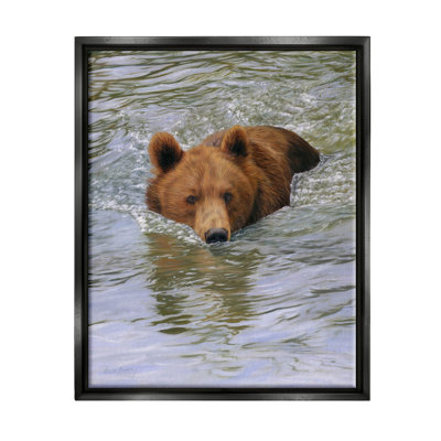 «Brown Bear Lake Water Splash» par Dave Stribble - photographie sur toile à cadre flottant