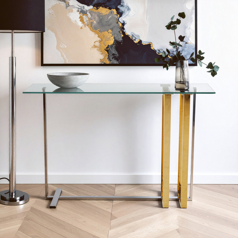 120cm Glass Top Console Table