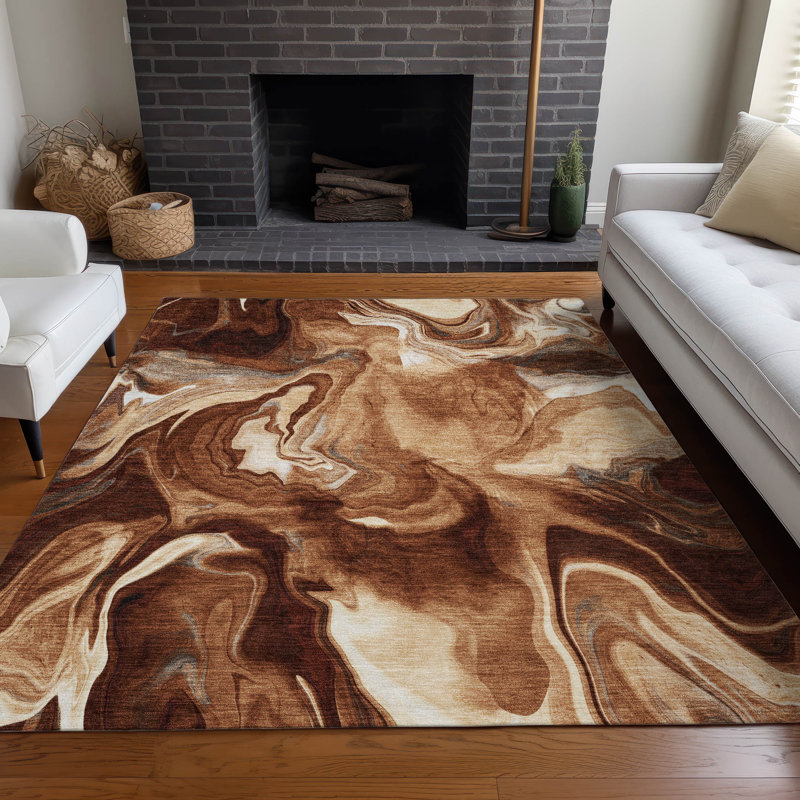 Premium Machine Washable Prisco Paprika Rug, Rectangle 9' x 12'