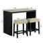 Ensemble de salle à manger 47 pièces en bois massif 47 po avec 2 tabourets rembourrés
