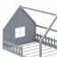 Lit en bois avec fenêtre et clôture-1924470703