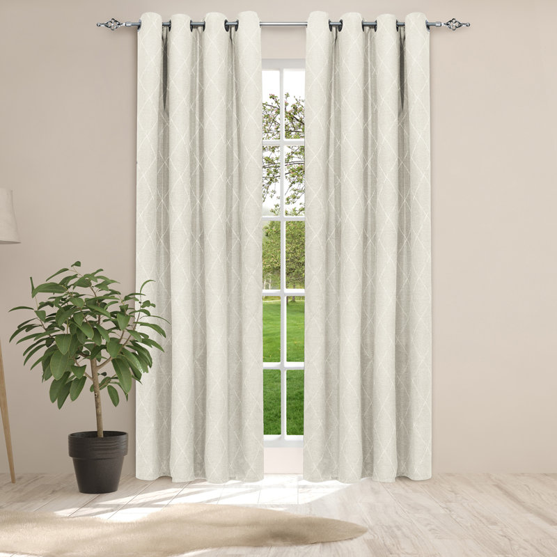 Rideau en jacquard Delaney, Blanc
