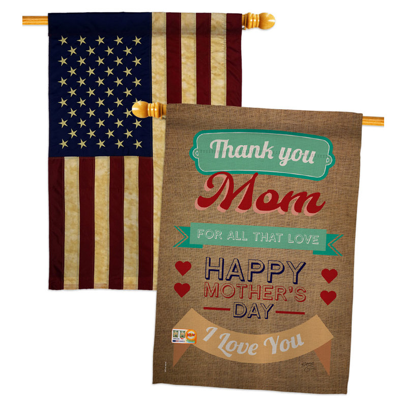 Double Sided 40'' H x 28'' W Polyester Mother's Day House Flag