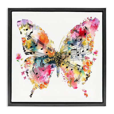  "Butterfly & Music Notes", art mural encadré flottant par LSR Design Studio