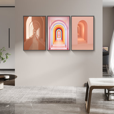 Élégant art mural encadré en aluminium - Ensemble de 3 reproductions encadrées en aluminium sur toile noire