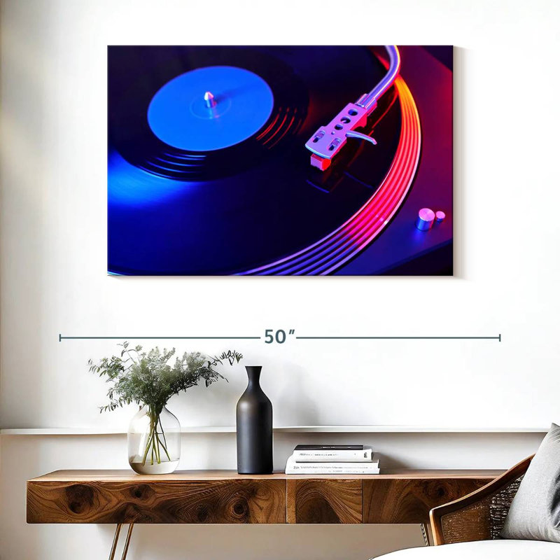 Platine tourne-disque Abarca, H 26 po x l 39 po