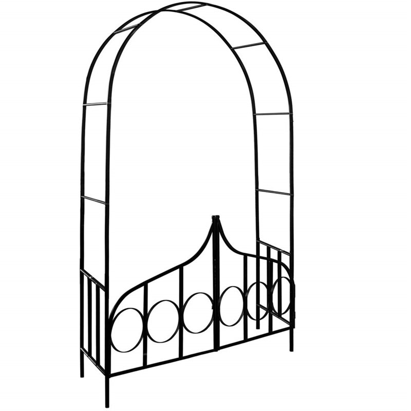 140cm W x 40cm D Metal Arbour with Gate in Black