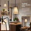 Luminaire suspendu vintage noir avec tissu en lin blanc-316961251
