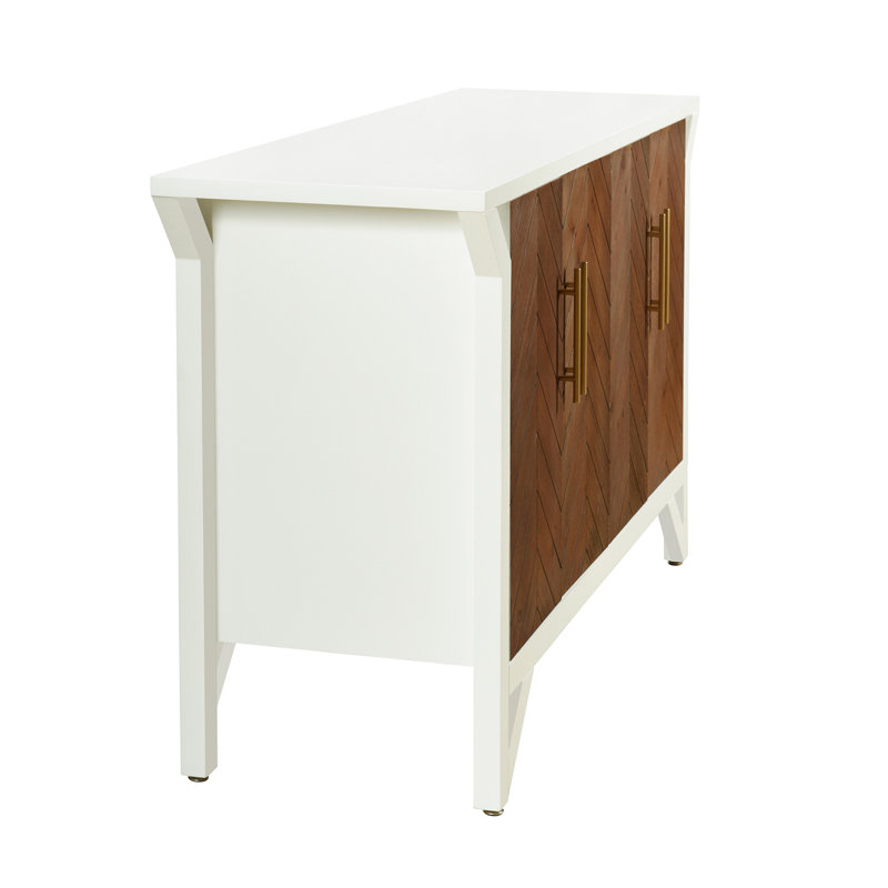 Norman Wyatt Home - Armoire à chevrons en bois 4 portes - Blanc