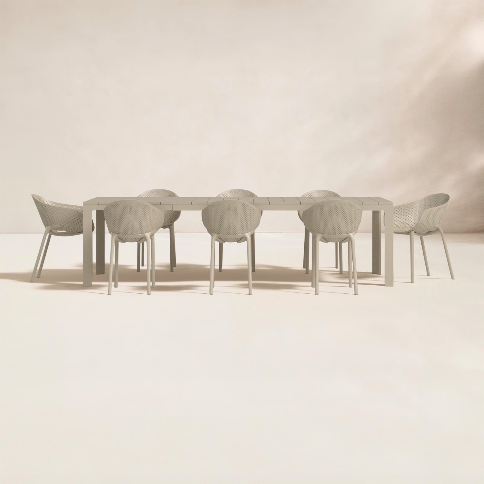 Farrah 118" Patio Dining Set, Taupe