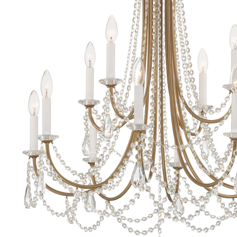 Lustre classique à 12 lumières Jafus, Bronze/Doré