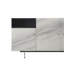 Arguelles Modern 3-Door Sideboard With White Marble-Effect Tempered Glass And Black Open Shelving